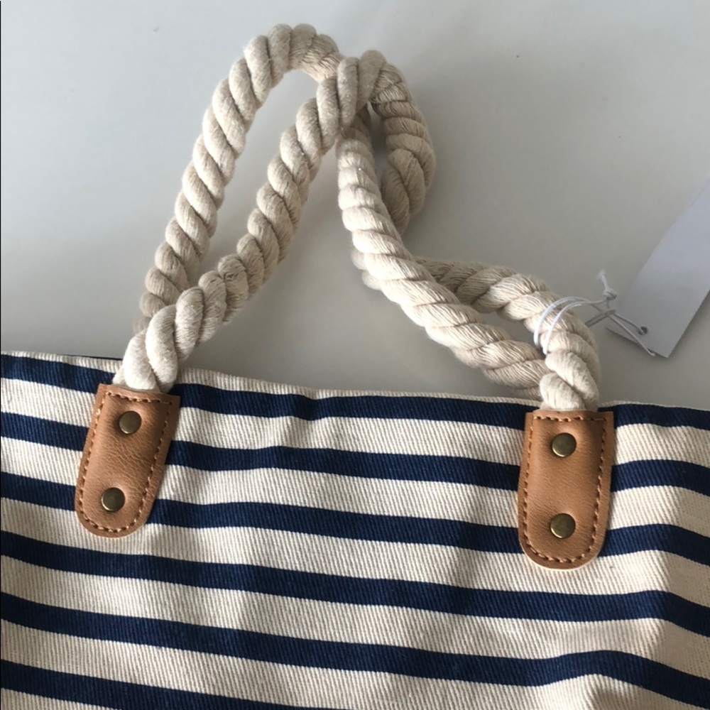 Summer and Rose Navy khaki beach tote bag - Picture 5 of 15
